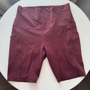 Lululemon Biker Shorts Burgundy High Rise Workout Shorts Size 8